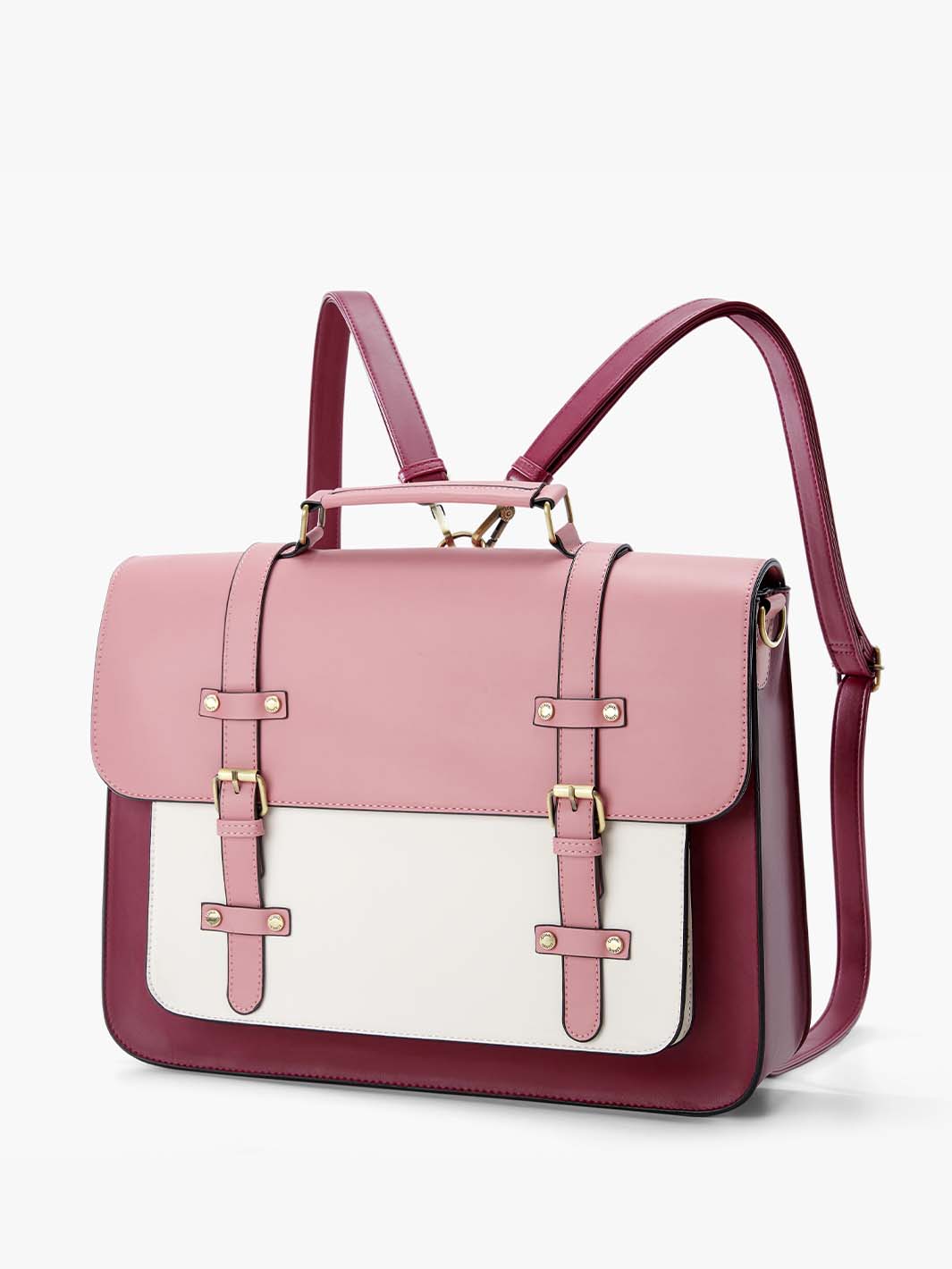 Sombre Vintage 15.6 inch Vegan Leather Briefcase for Women in Pink